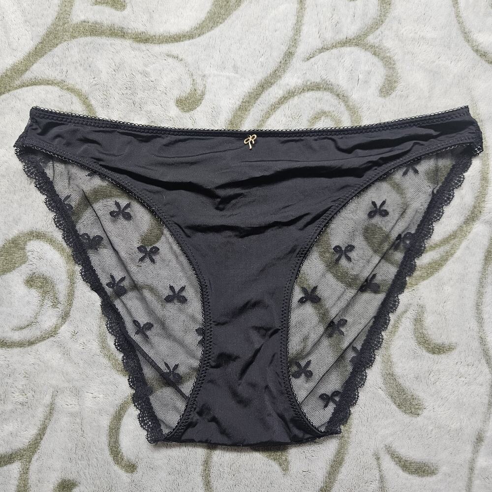 Jessica Simpson Ultra Flirty Sexy floral Sheer Black Bikini Cut Panty Large - Picture 1 of 5